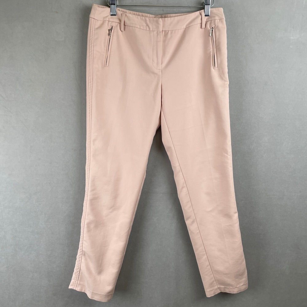 Adrienne Vittadini Custom Lace Hem Blush Pink Slim Ankle Trousers Soft Girl 8